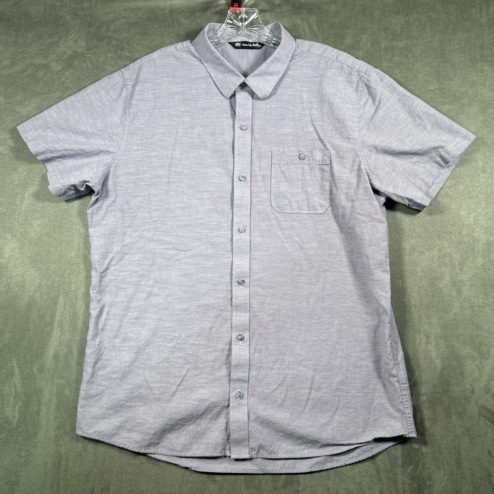 Travis Mathew Mens XL Light Purple Short Sleeve Button Up Shirt